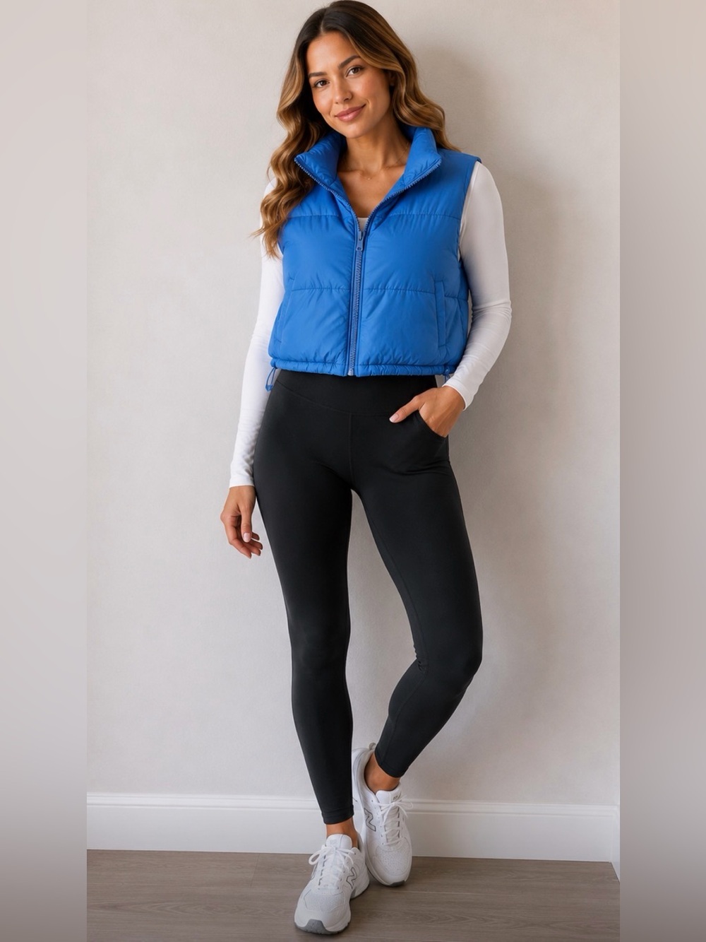 Cropped Bright Blue Puffer Vest